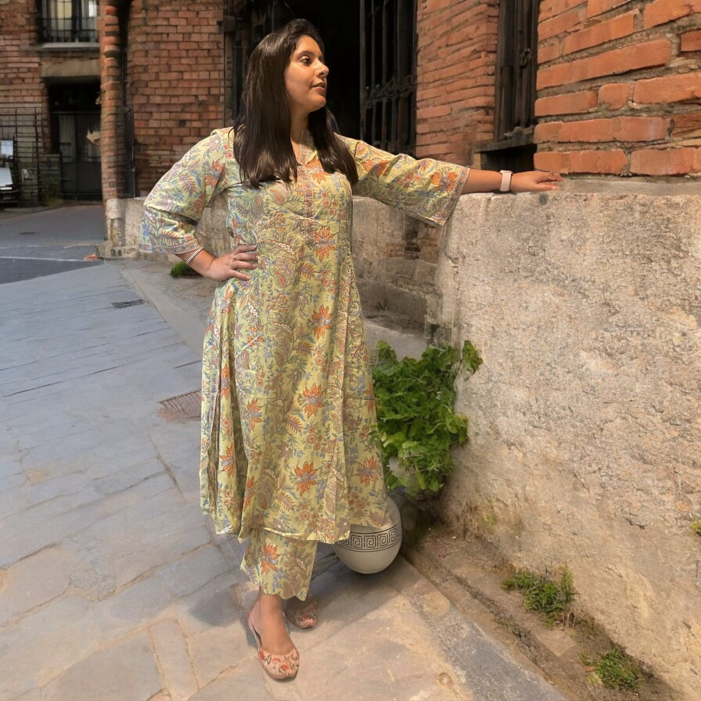 Pista Green Floral Set