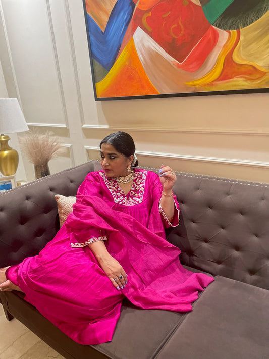 Embroidered Chanderi Set