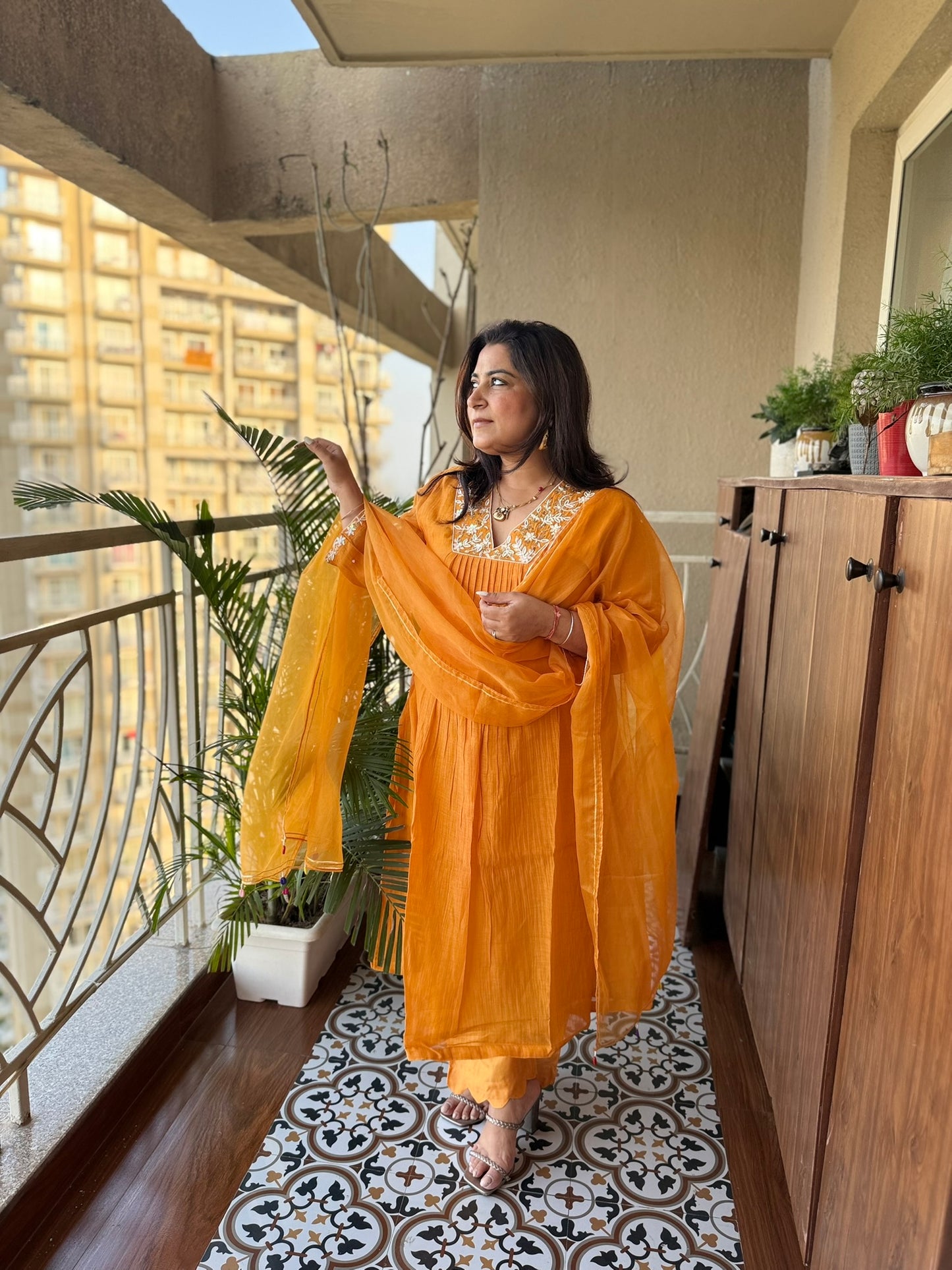 Embroidered Chanderi Set