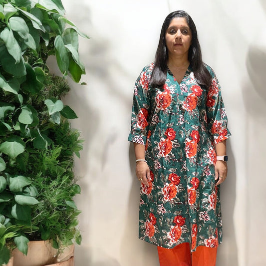 Green & Orange Floral Set