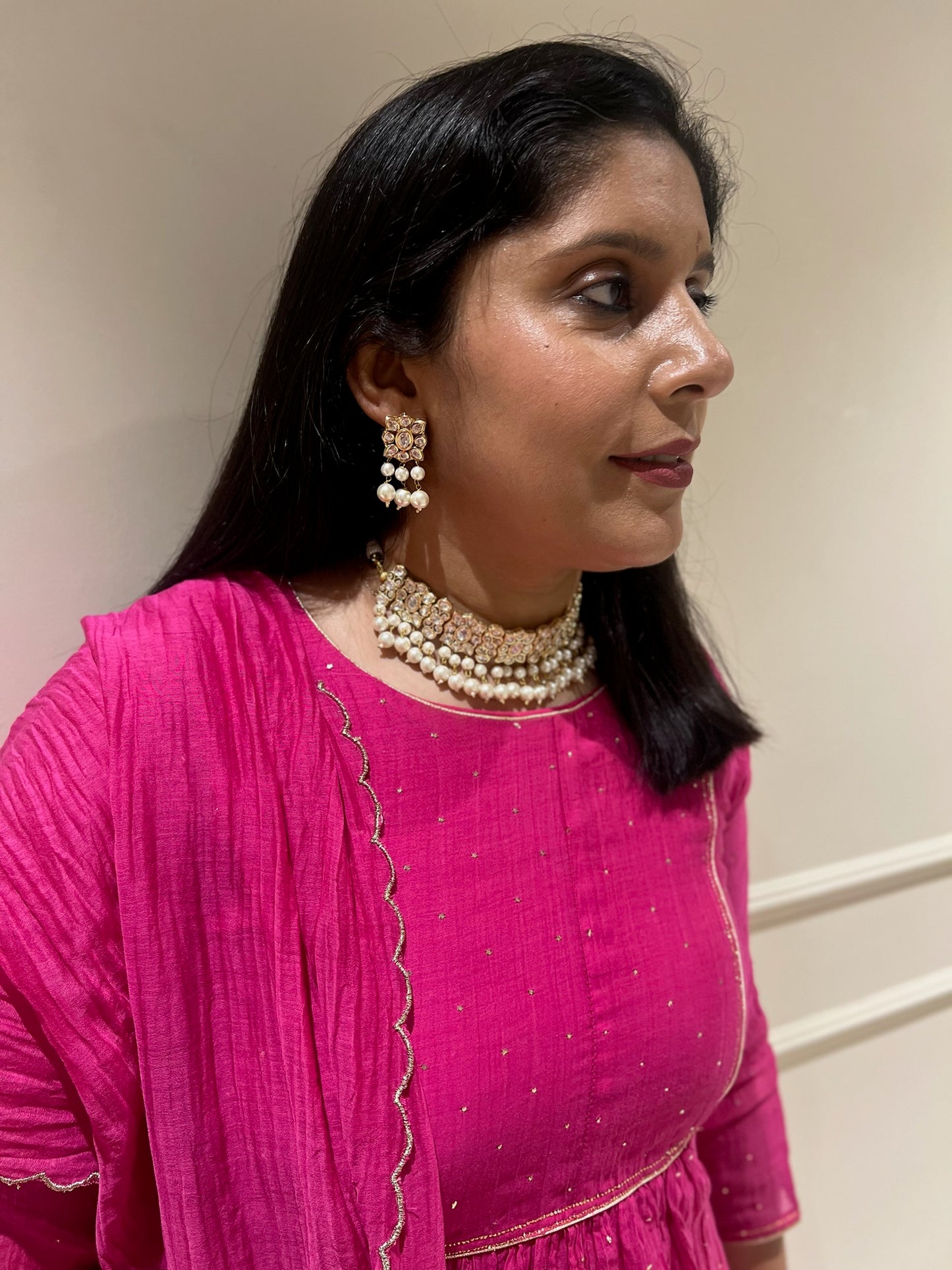 Pink Mul Chanderi Mukaish Set