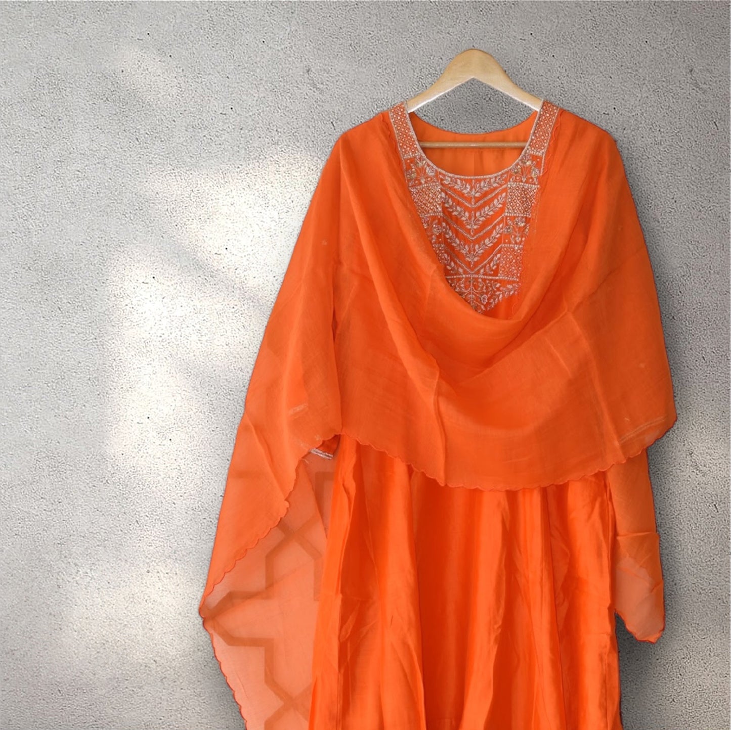 Orange Chanderi Set