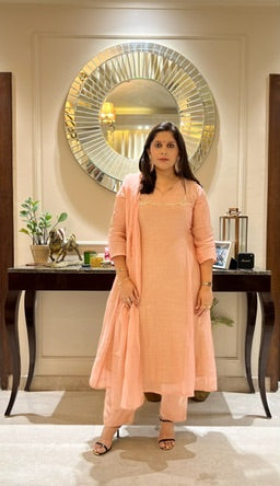Rose Gold Mul Chanderi Set