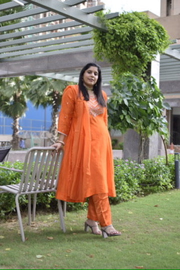 Orange Chanderi Set