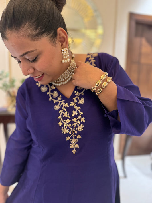Ink Blue Chanderi Set