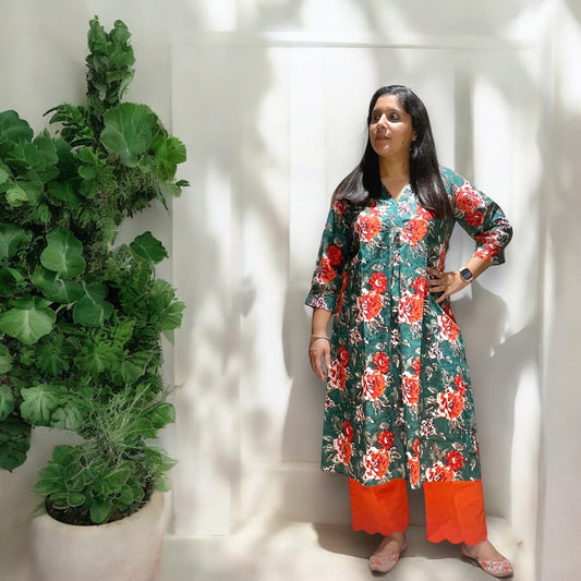Green & Orange Floral Set