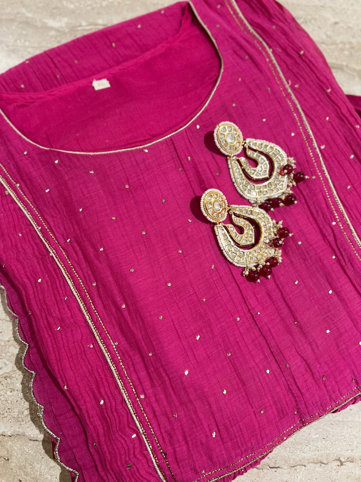 Pink Mul Chanderi Mukaish Set